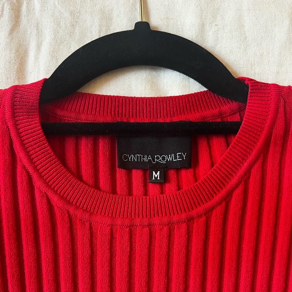 Cynthia Rowley Red Haven Long Sleeve Ribbed Sweater - Picture 2 of 3